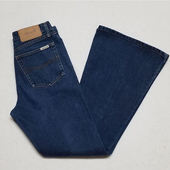 VINTAGE 90s Zana-di Dark Wash High Rise Flare Jean - Picture 6 of 16